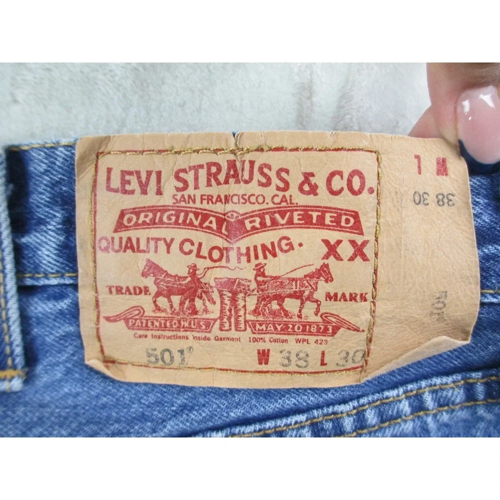 Levi's 501 Pants Mens 38 Blue Denim‎ Jeans Buttonfly Straight Pockets 38X30